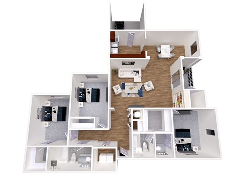 Floor plan for 3 beds, 2 baths, 1492 sqft